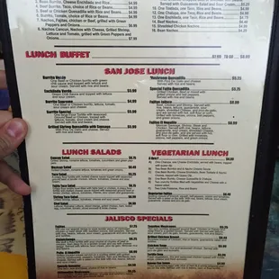 Lunch menu