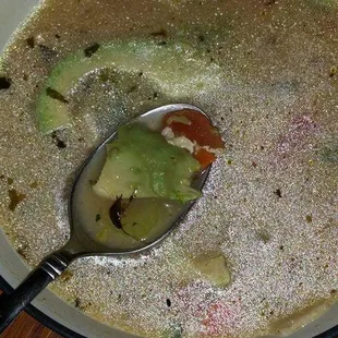 El Napolito tortilla soup. Couldn't ear it all at the restaurant, so I too the rest home. Just reheated it, and found a roach in it.