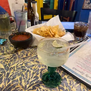 Margarita and chips and salsa