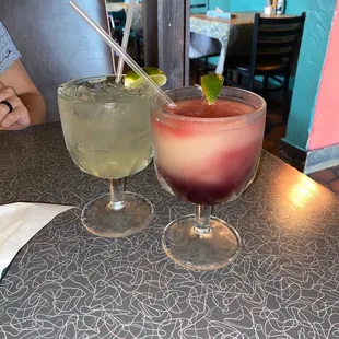 Raspberry swirl margarita and Herradura Rocks Top Shelf margarita - delicious!