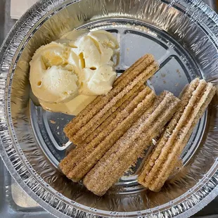 Churros with ice cream