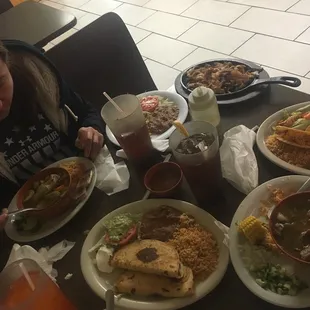 Table full of Mexican food in 5 minutes lol