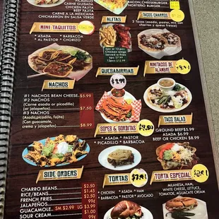 a menu for a mexican restaurant