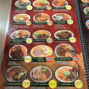 a menu for a mexican restaurant