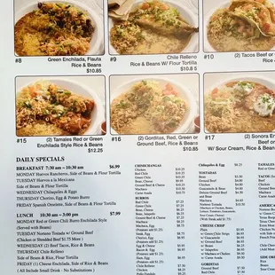 Menu as of November 2023.