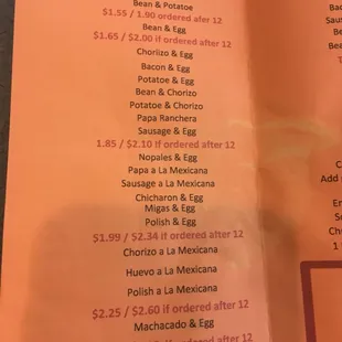 a menu for a mexican restaurant