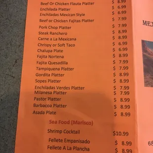 menu
