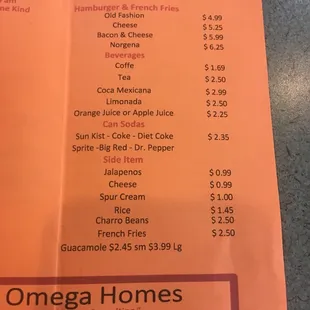menu