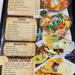 Tacos,burritos,soups and extras