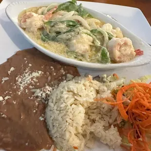 Camarones con crema