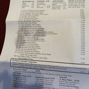 New menu as of July 2024