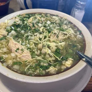 Green chicken pozole