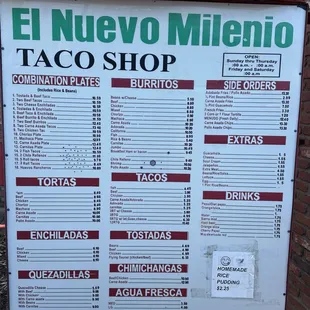 menu