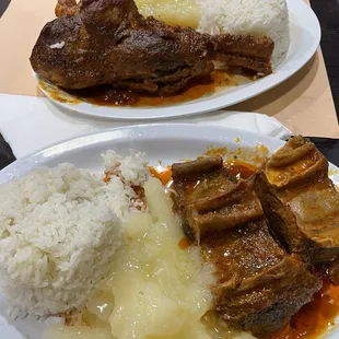 Juicy tender lamb shank and tender beef.