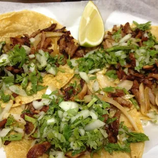 Tacos al pastor.   The best in Chicago!