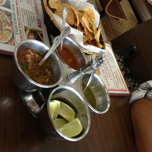 Free chips and salsas.  Very delish!