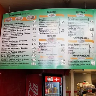 a menu for a mexican restaurant