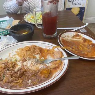 Taco enchilada and relleno. All wonderful.