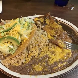 #8 with cheese enchilada and bean (no meat) taco. The rice was good