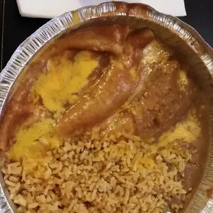 #0 = 3 enchiladas (cheese)  to go order comes out super hot so it's still good by the time you get home.