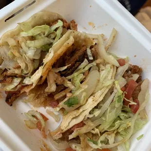 1 Chipotle Tempeh and 2 Soy Curl tacos