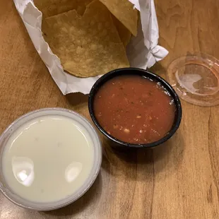 Cheese Dip, Chips and Salsa