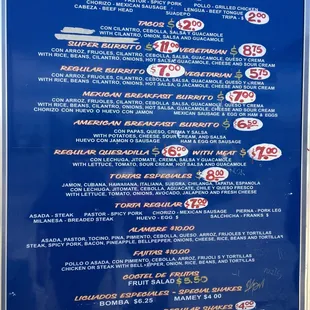 Theres the menu folks. Seperate menu for the tortas.