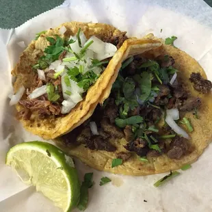 Birria and carne Asada taco. Each $2.29