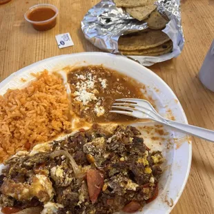 Machaca con Huevo combo -hand made tortillas