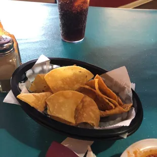 a plate of tortillas and a glass of soda