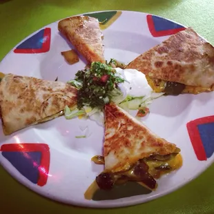 Vegetable #quesadillas done right. Veggies seasoned and grilled first.