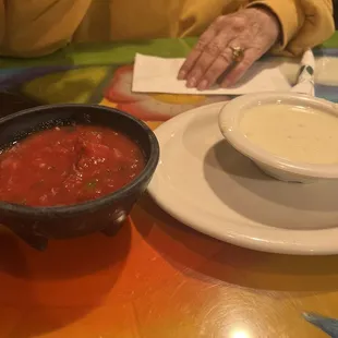 Cheese Dip and salsa