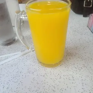 a glass of orange juice