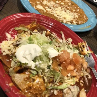 Enchiladas and a side of beans
