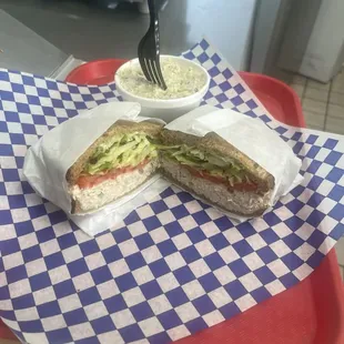 Fresh Albacore tuna sandwich and potato salad