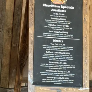 Menu specials