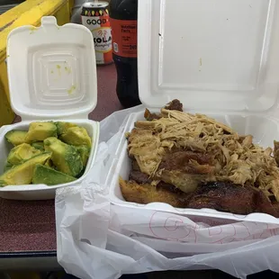 Pernil, maduros and avocado