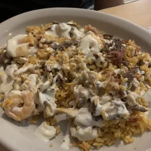 Chicken, cheese, rice