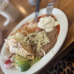 Hard shell taco &amp; cheese enchilada combo