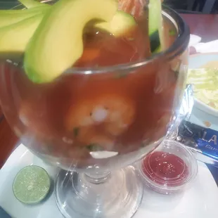 Culiche and shrimp cocktail  .. delicious   Shrimp agua chile was bomb .com