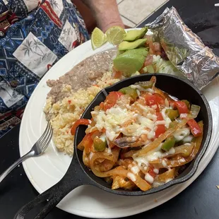 Fajitas with rice and beans