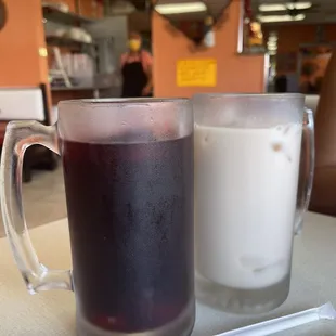 Hibiscus (made in house) and horchata.