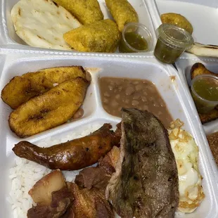 Bandeja Paisa Plate medium $9 10/5/21 Carne Empanadas $1e.