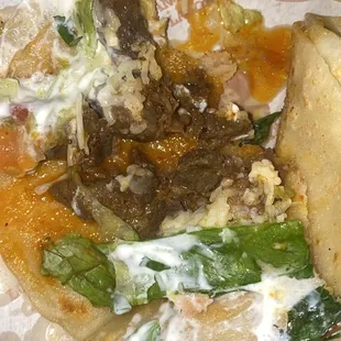 Inside of steak taco
