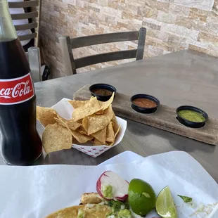 Mexican Coke, carne asada taco and $1 chips and salsa!