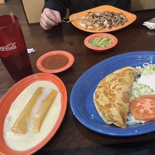 Cheese enchilada. Quesadilla. El Toreado.