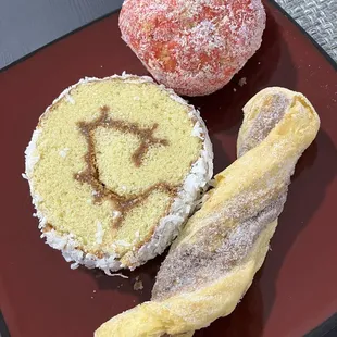 a plate of pastries