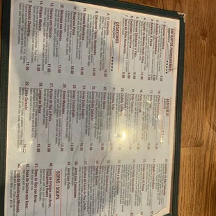 Menu picture taken on 1/4/2023s
