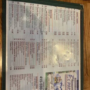 Menu picture taken on 1/4/2023