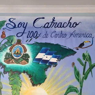 Large seating area with two large murals